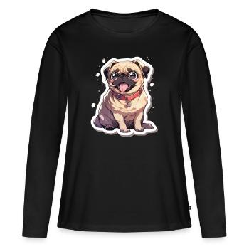 Mops Mops Hund Mops Geschenke Mops Liebhaber - Frauen Premium Bio Langarmshirt - Schwarz - Vorne - Julia (174cm)
