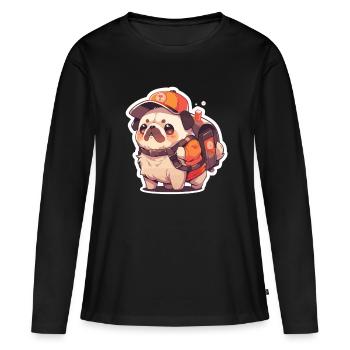 Mops Mops Hund Mops Geschenke Mops Liebhaber - Frauen Premium Bio Langarmshirt - Schwarz - Vorne - Julia (174cm)