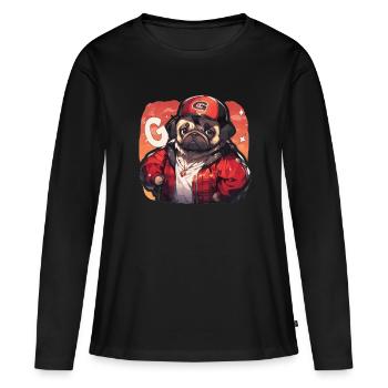 Mops Mops Hund Mops Geschenke Mops Liebhaber - Frauen Premium Bio Langarmshirt - Schwarz - Vorne - Julia (174cm)