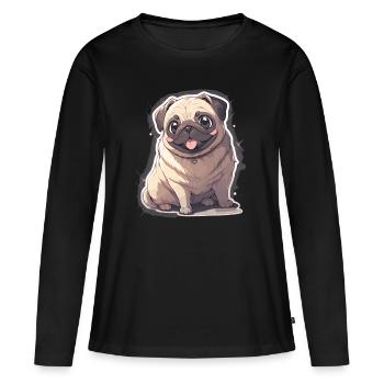 Mops Mops Hund Mops Geschenke Mops Liebhaber - Frauen Premium Bio Langarmshirt - Schwarz - Vorne - Julia (174cm)