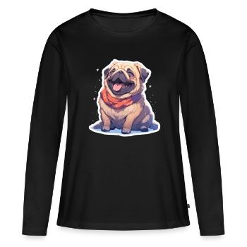 Mops Mops Hund Mops Geschenke Mops Liebhaber - Frauen Premium Bio Langarmshirt - Schwarz - Vorne - Julia (174cm)