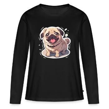 Mops Mops Hund Mops Geschenke Mops Liebhaber - Frauen Premium Bio Langarmshirt - Schwarz - Vorne - Julia (174cm)