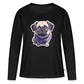 Mops Mops Hund Mops Geschenke Mops Liebhaber - Frauen Premium Bio Langarmshirt - Schwarz - Vorne - Julia (174cm)