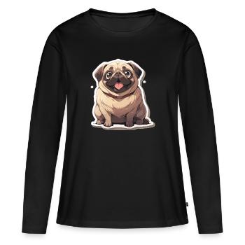 Mops Mops Hund Mops Geschenke Mops Liebhaber - Frauen Premium Bio Langarmshirt - Schwarz - Vorne - Julia (174cm)