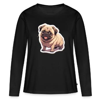 Mops Mops Hund Mops Geschenke Mops Liebhaber - Frauen Premium Bio Langarmshirt - Schwarz - Vorne - Julia (174cm)