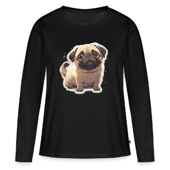 Mops Mops Hund Mops Geschenke Mops Liebhaber - Frauen Premium Bio Langarmshirt - Schwarz - Vorne - Julia (174cm)