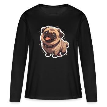 Mops Mops Hund Mops Geschenke Mops Liebhaber - Frauen Premium Bio Langarmshirt - Schwarz - Vorne - Julia (174cm)