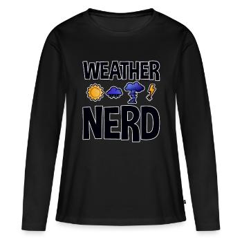 Nerd météo 2 - T-shirt manches longues Premium bio Femme - noir - Devant - Julia (174cm)