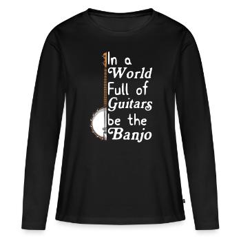 Chemises Banjo Pour Hommes Bluegrass Appalachia Folk - T-shirt manches longues Premium bio Femme - noir - Devant - Julia (174cm)