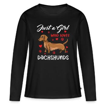 Dachshund Geschenk Dixie Wiener Doxie Dackel - Frauen Premium Bio Langarmshirt - Schwarz - Vorne - Julia (174cm)