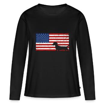 Dachshund Geschenk Dixie Wiener Doxie Dackel - Frauen Premium Bio Langarmshirt - Schwarz - Vorne - Julia (174cm)