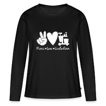 Tie Dye Peace Love Custodian Appreciation back - Women's Premium Organic Long Sleeve Shirt - black - Front - Julia (174cm)