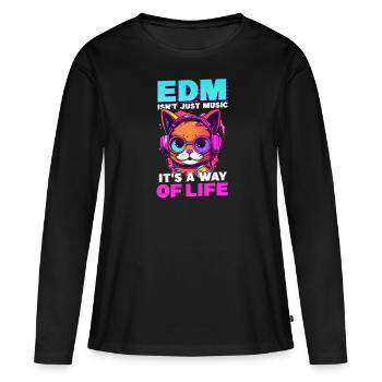 Edm Rave EDM ist keine Musik, sondern Leben Katzenkopfhörer - Frauen Premium Bio Langarmshirt - Schwarz - Vorne - Julia (174cm)