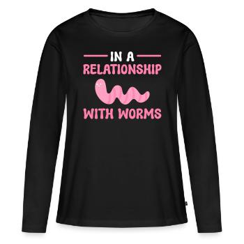 En relation avec l’élevage de vers - T-shirt manches longues Premium bio Femme - noir - Devant - Julia (174cm)