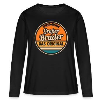 Geschwister Brüder Bruder - Frauen Premium Bio Langarmshirt - Schwarz - Vorne - Julia (174cm)