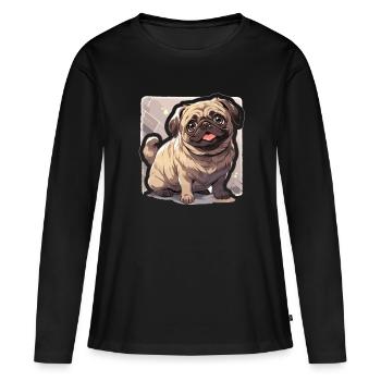 Mops Mops Hund Mops Geschenke Mops Liebhaber - Frauen Premium Bio Langarmshirt - Schwarz - Vorne - Julia (174cm)