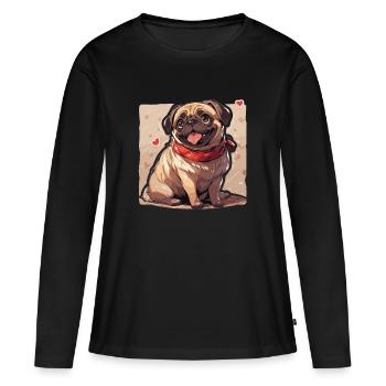Mops Mops Hund Mops Geschenke Mops Liebhaber - Frauen Premium Bio Langarmshirt - Schwarz - Vorne - Julia (174cm)