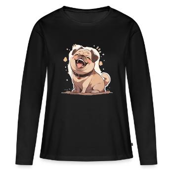Mops Mops Hund Mops Geschenke Mops Liebhaber - Frauen Premium Bio Langarmshirt - Schwarz - Vorne - Julia (174cm)