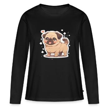 Mops Mops Hund Mops Geschenke Mops Liebhaber - Frauen Premium Bio Langarmshirt - Schwarz - Vorne - Julia (174cm)