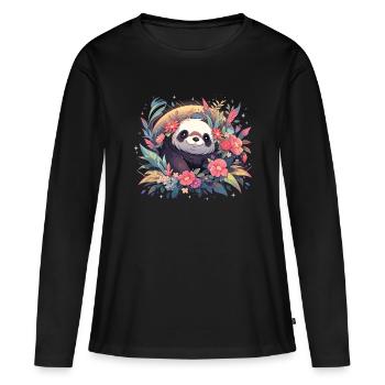 Panda Panda Ours Panda Bébé Pandas - T-shirt manches longues Premium bio Femme - noir - Devant - Julia (174cm)