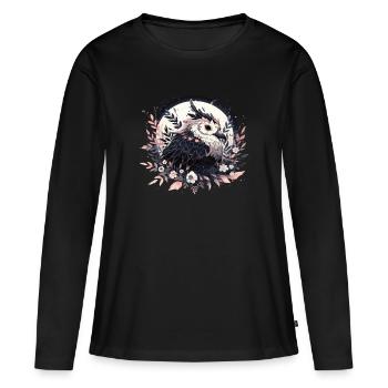 Oiseaux Oiseaux Tête d’oiseau Oiseaux Animaux Nature - T-shirt manches longues Premium bio Femme - noir - Devant - Julia (174cm)