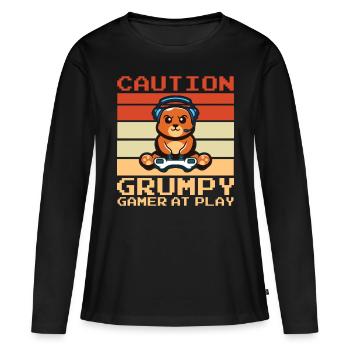 Jeux, Jeux d’argent, Jeux vidéo, Gamer - T-shirt manches longues Premium bio Femme - noir - Devant - Julia (174cm)