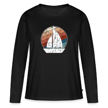 Rétro de la voile - T-shirt manches longues Premium bio Femme - noir - Devant - Julia (174cm)