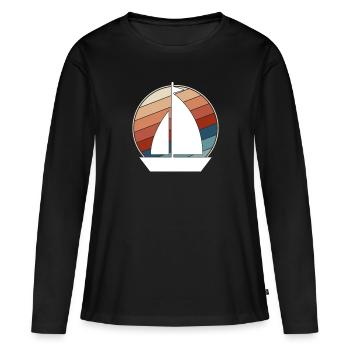 Rétro de la voile - T-shirt manches longues Premium bio Femme - noir - Devant - Julia (174cm)