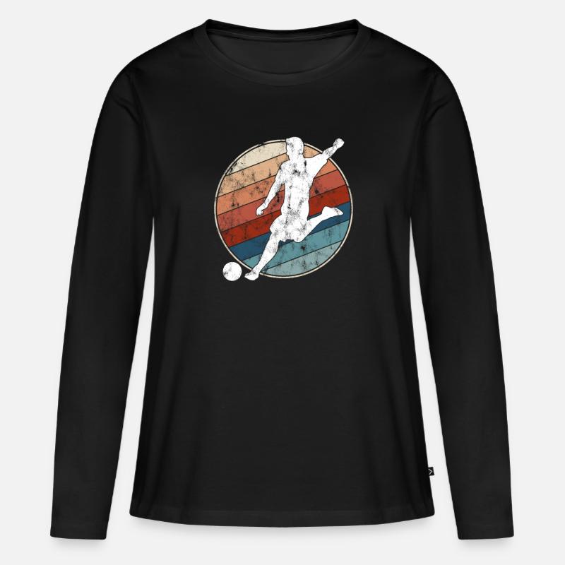 Fußball Retro - Frauen Premium Bio Langarmshirt - Schwarz