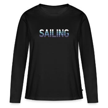 Navigation - T-shirt manches longues Premium bio Femme - noir - Devant - Julia (174cm)