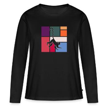 Affe - Frauen Premium Bio Langarmshirt - Schwarz - Vorne - Julia (174cm)