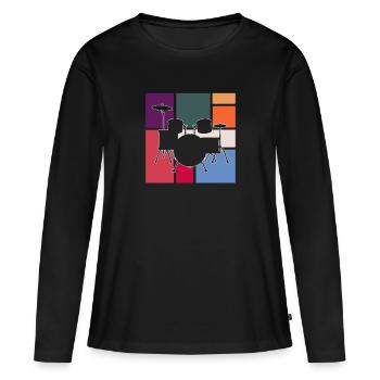 Percussion - T-shirt manches longues Premium bio Femme - noir - Devant - Julia (174cm)