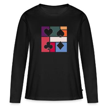 Poker - T-shirt manches longues Premium bio Femme - noir - Devant - Julia (174cm)
