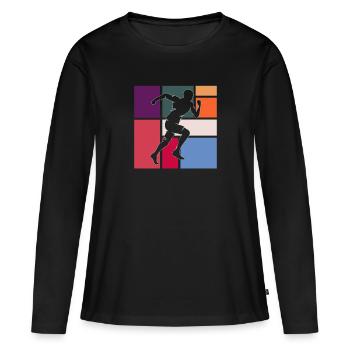 Faire du jogging - T-shirt manches longues Premium bio Femme - noir - Devant - Julia (174cm)