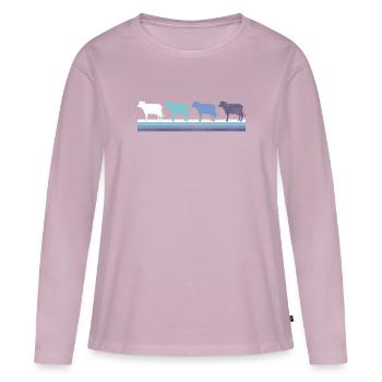 Kuh - Frauen Premium Bio Langarmshirt - Altrosa - Vorne - Julia (174cm)