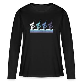 Kite - Frauen Premium Bio Langarmshirt - Schwarz - Vorne - Julia (174cm)