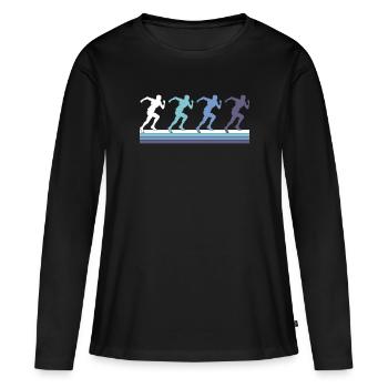 Faire du jogging - T-shirt manches longues Premium bio Femme - noir - Devant - Julia (174cm)