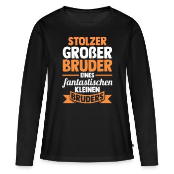 Geschwister Brüder Bruder - Frauen Premium Bio Langarmshirt - Schwarz - Vorne - Julia (174cm)