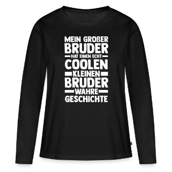 Geschwister Brüder Bruder - Frauen Premium Bio Langarmshirt - Schwarz - Vorne - Julia (174cm)