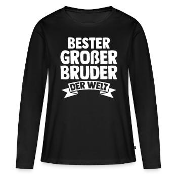 Geschwister Brüder Bruder - Frauen Premium Bio Langarmshirt - Schwarz - Vorne - Julia (174cm)