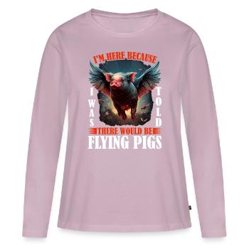On m’a dit qu’il y aurait des cochons volants 2257 - T-shirt manches longues Premium bio Femme - rose poudré - Devant - Julia (174cm)
