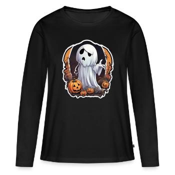 Fantôme Fantôme Costume Fantôme Halloween Fantôme - T-shirt manches longues Premium bio Femme - noir - Devant - Julia (174cm)