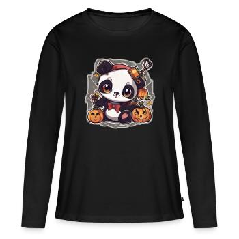 Panda Panda Halloween Pandas Panda Bébé - T-shirt manches longues Premium bio Femme - noir - Devant - Julia (174cm)