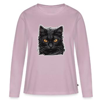 Schwarze Katze - Frauen Premium Bio Langarmshirt - Altrosa - Vorne - Julia (174cm)