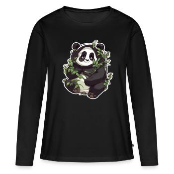 Panda Pandas Panda Bébé Panda Animal Animaux - T-shirt manches longues Premium bio Femme - noir - Devant - Julia (174cm)
