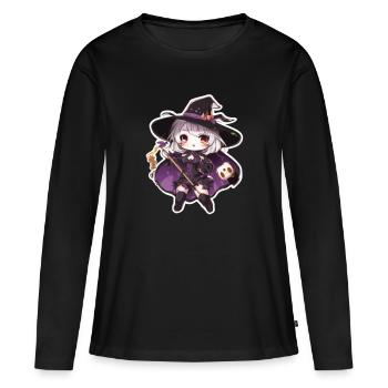 Costume de sorcière Chapeau de sorcière Sorcière Halloween - T-shirt manches longues Premium bio Femme - noir - Devant - Julia (174cm)
