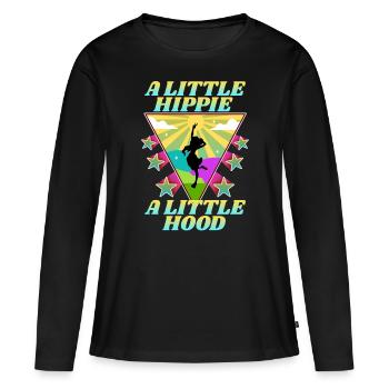 Un peu hippie Un petit capot - T-shirt manches longues Premium bio Femme - noir - Devant - Julia (174cm)