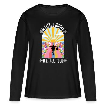 Un peu hippie Un petit capot - T-shirt manches longues Premium bio Femme - noir - Devant - Julia (174cm)
