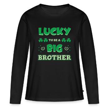 Chanceux d’être un grand frère Saint-Patrick - T-shirt manches longues Premium bio Femme - noir - Devant - Julia (174cm)