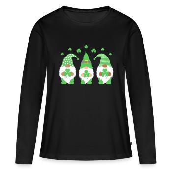St. Patrick's Day Bärtige Vielfaltszwerge - Frauen Premium Bio Langarmshirt - Schwarz - Vorne - Julia (174cm)